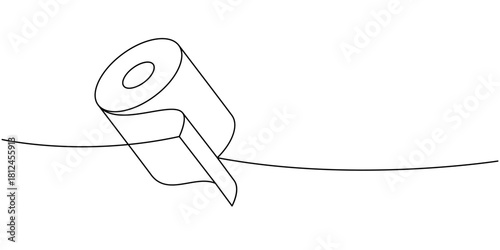 Tissue roll one line continuous drawing. Hygiene toilet paper. Vector illustration