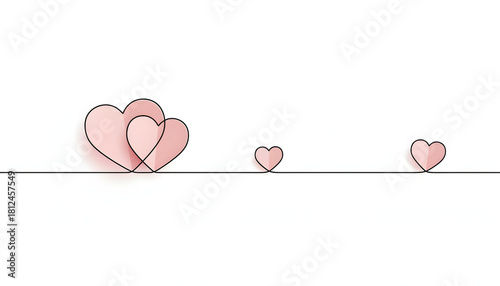 valentine line drawing illustration with pastel hearts and clean layout