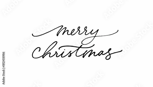 Elegant Merry Christmas Calligraphy for Festive Season Greetings and Celebrations in Black Ink