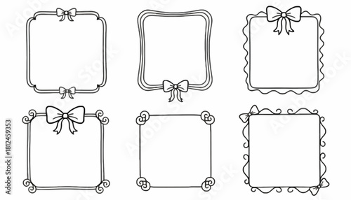 Elegant Border Frames with Ribbon Accents Decorative Vector Set for Invitations and Announcements