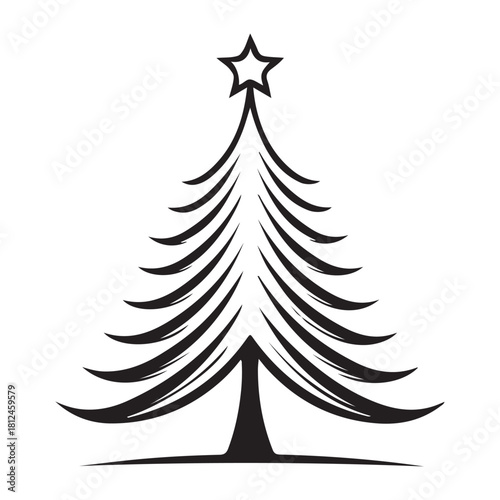 Christmas tree icon silhouette.