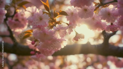 Cherry Blossom Blooming in Sunlight