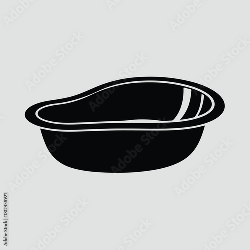 Silhouette bathtub simple baby wash container vector illustration