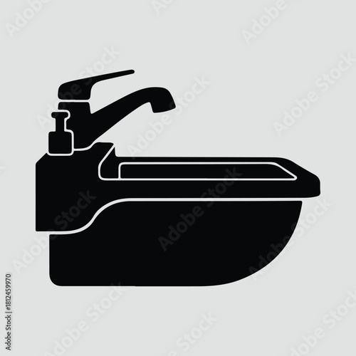 Silhouette bidet fixture sanitary equipment isolated black vector illustration