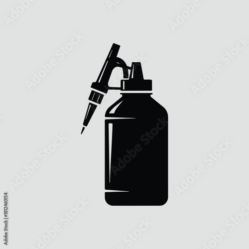 Silhouette bottle with sprayer for gardening or disinfection vector illustration