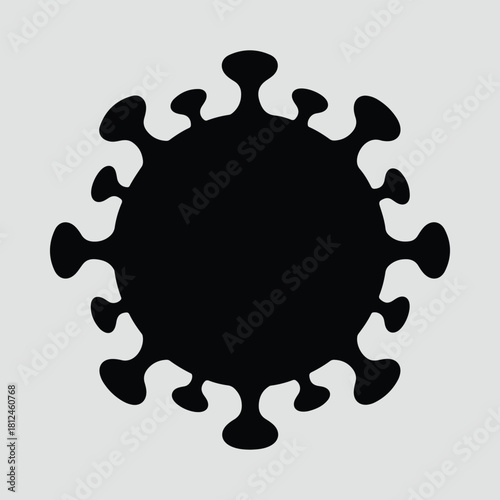 Silhouette Covid virus cell in black medical symbol vector illustration