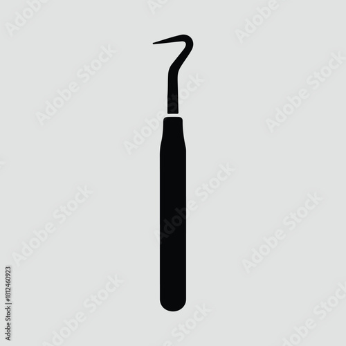 Silhouette dental hygiene tool with hook professional instrument vector illustration
