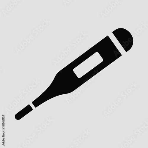 Silhouette digital thermometer tool for measuring human body temperature vector illustration