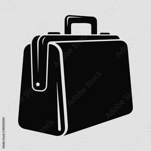 Silhouette doctor bag or medical briefcase black and white vector illustration