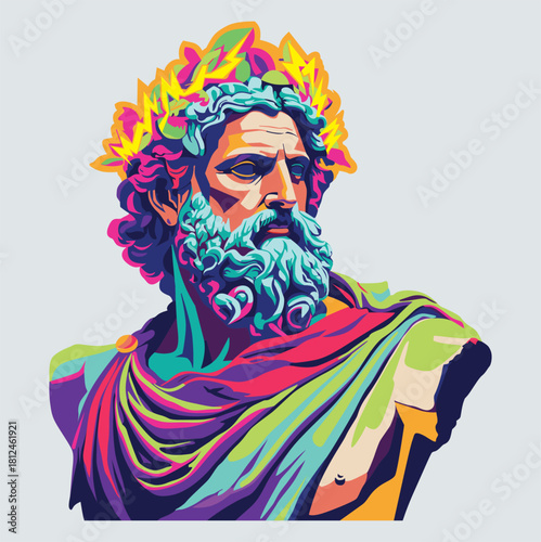 Creative and artistic vector illustration of Zeus or Jupiter