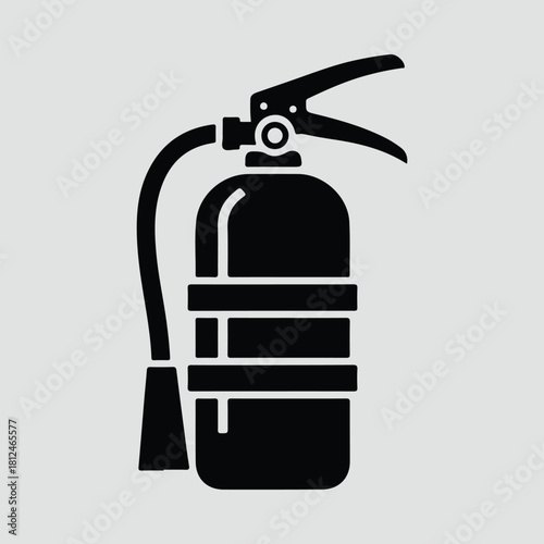 Silhouette fire extinguisher safety equipment emergency danger protection vector illustration