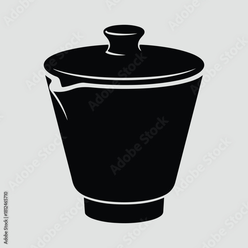 Silhouette Gaiwan traditional chinese tea bowl with lid vector illustration