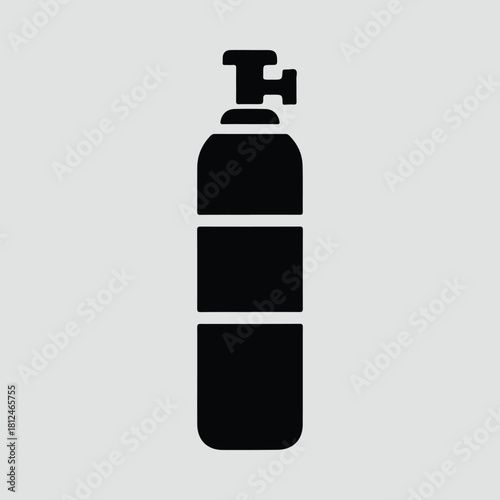 Silhouette gas cylinder with valve safety black storage vector illustration