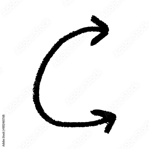 Doodle arrow with chalk texture, charcoal sketch line, soft pencil underline, kids crayon shading strip, scribbled edges and gritty grain.