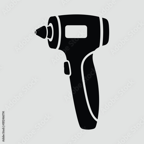 Silhouette infrared thermometer non-contact digital temperature measurement vector illustration