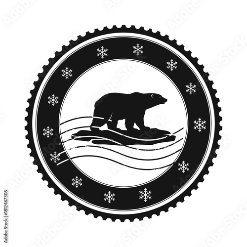 Polar Bear Stamp Seal Silhouette Snowflake Arctic Winter