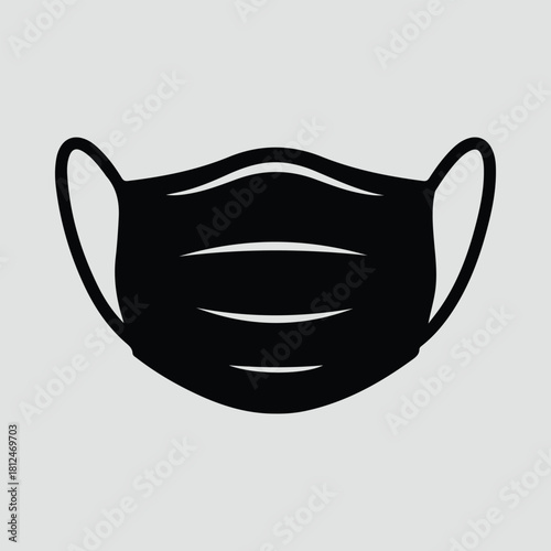 Silhouette medical face mask virus protection equipment vector illustration