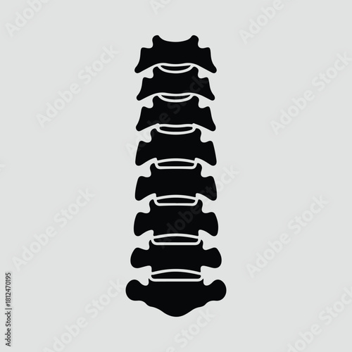 Silhouette of human spine anatomy isolated black vector illustration