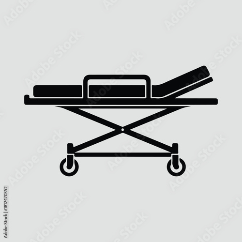 Silhouette of medical stretcher patient trolley gurney emergency vector illustration