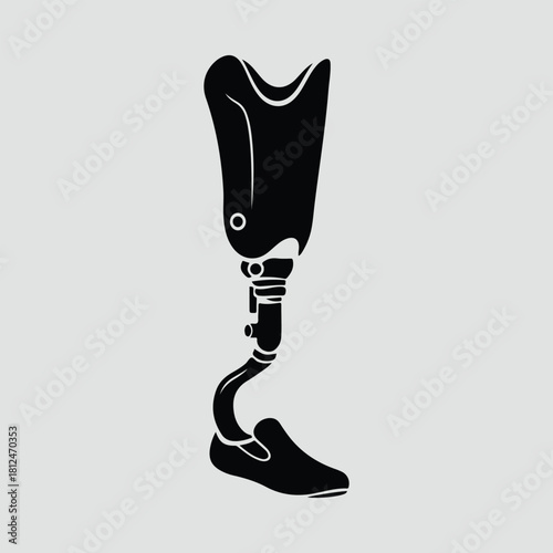 Silhouette of prosthetic leg with shoe amputation vector illustration