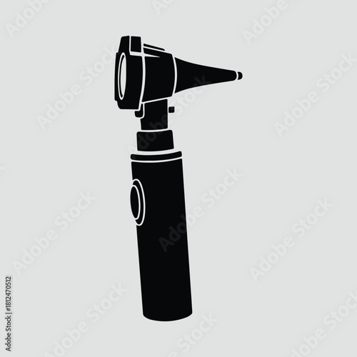 Silhouette otoscope tool for ear examination medical equipment vector illustration