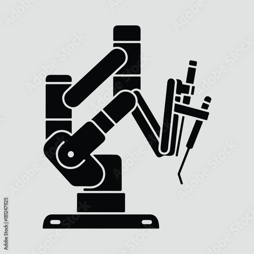 Silhouette robotic surgical arm medical precision equipment vector illustration