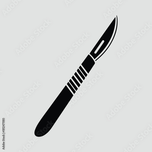 Silhouette scalpel medical instrument black and white vector illustration