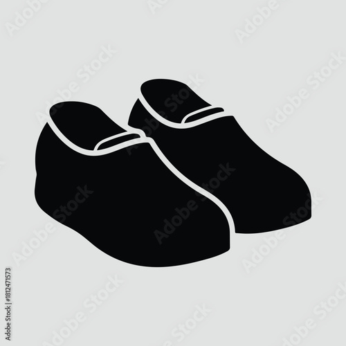 Silhouette slipper shoes footwear comfortable house wear vector illustration