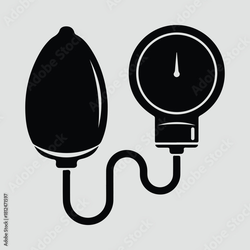 Silhouette sphygmomanometer blood pressure measuring device medical tool vector illustration