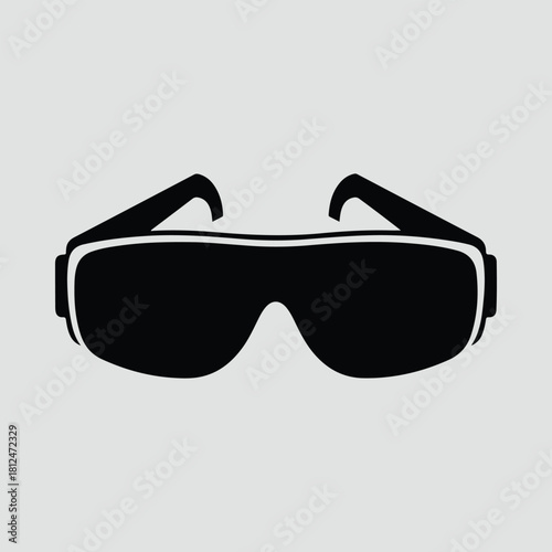Silhouette VR glasses augmented reality headset technology vector illustration