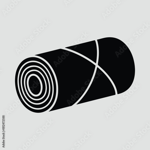 Silhouette yoga mat roll simple black and white vector illustration