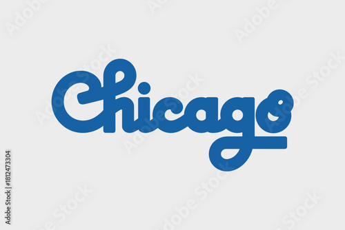 Stylish Chicago Typography Design with Flowing Script in Bold Blue