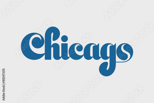 Stylish Chicago Typography Design with Flowing Script in Bold Blue