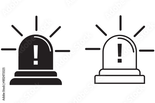 Alarm siren icon vector set. Silhouette of Emergency, Police alarm siren symbol. Outline of alarm siren icon. Vector illustration.