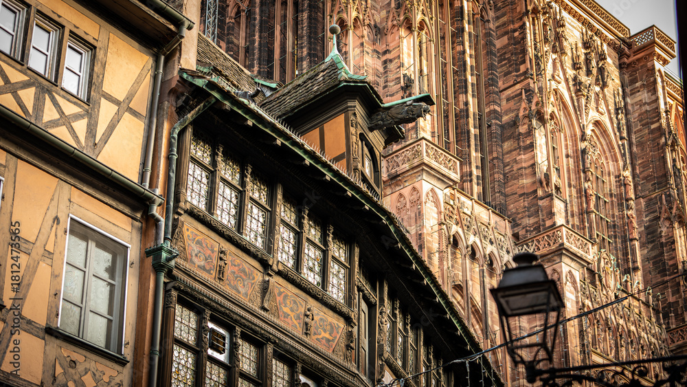 Fototapeta premium Cathedral of Strasbourg In Strasbourg, France on November 21th 2025