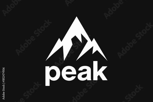 Bold Mountain Logo Design Featuring Peak Silhouette on Dramatic Black Background