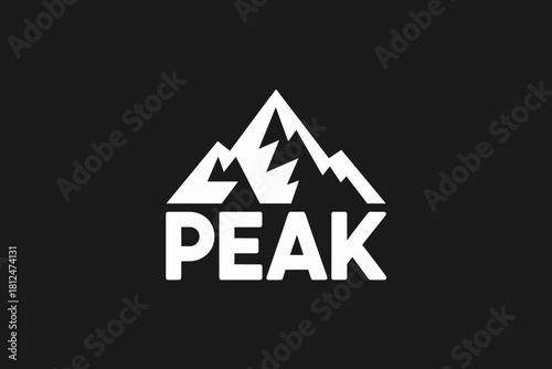 Bold Mountain Logo Design Featuring Peak Silhouette on Dramatic Black Background