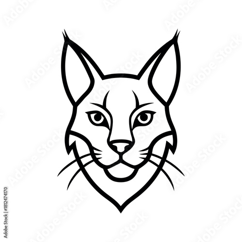 Lynx Head Outline Line Art Vector Illustration