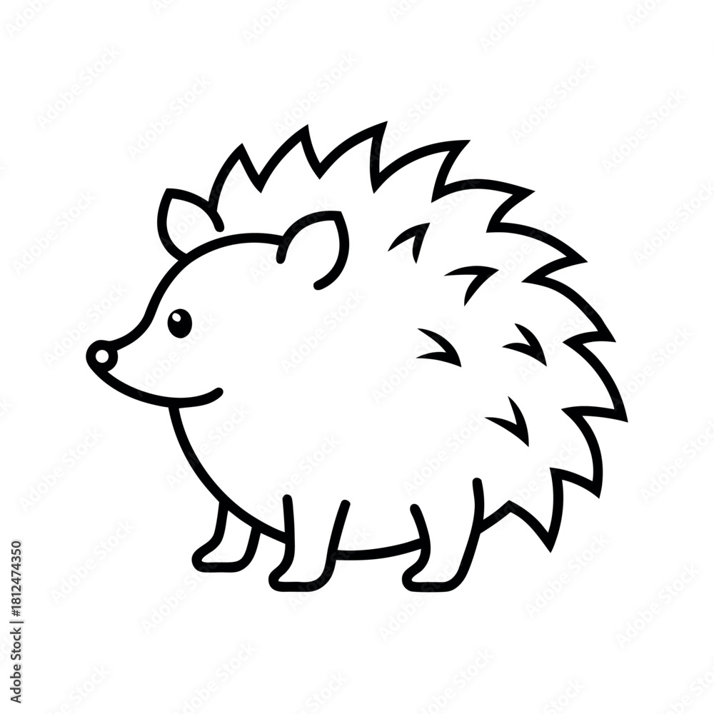 Fototapeta premium Hedgehog Outline Line Art Vector Illustration