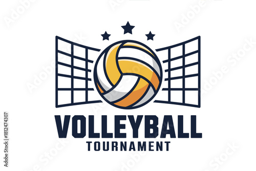 Dynamic Volleyball Tournament Logo Featuring Energetic Design and Vibrant Colors
