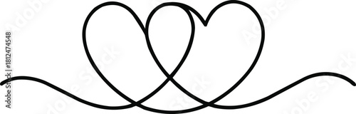 Two Intertwined Hearts Black Line Art love symbol 