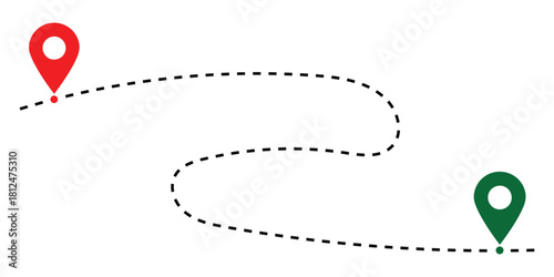 Colorful Map Pin Icons Set with Route Path – Location Marker and Navigation 
Vector Collection