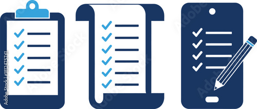 Checklist and to do list icon set illustration