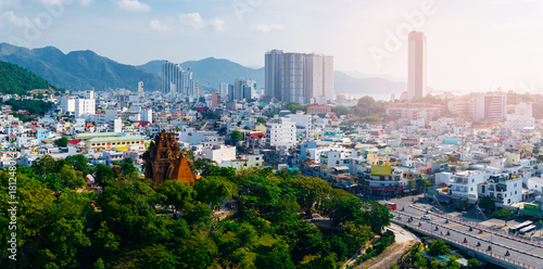 Photos Aerial view Po nagar cham towers overlooking Nha Trang cityscape in Vietnam