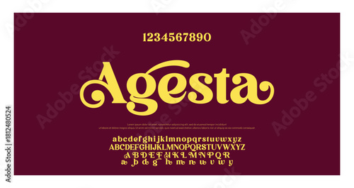 Elegant Font Uppercase Lowercase and Number. Classic Lettering Minimal Fashion Designs. Typography modern serif fonts regular decorative vintage concept. vector illustration