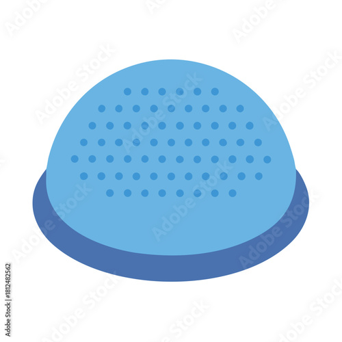 Blue perforated dome illustration on black background in flat design style