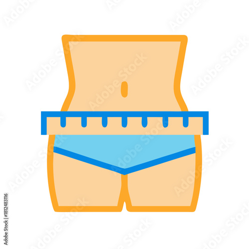 Waistline Measurement Illustration: Digital depiction of a slim female waist with a measuring tape