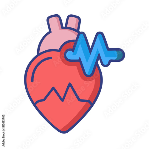 Stylized Heart with Pulse Wave for Health and Medical Concepts