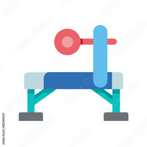 Flat vector image of a bench press on black background for fitness themes