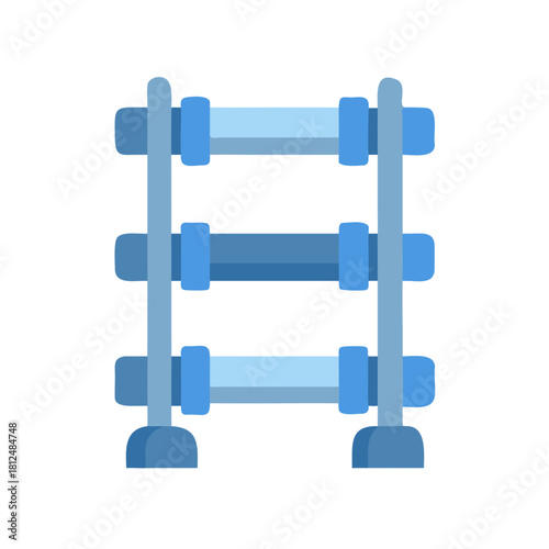 Abstract blue shelf in flat style with three tiers for product display
